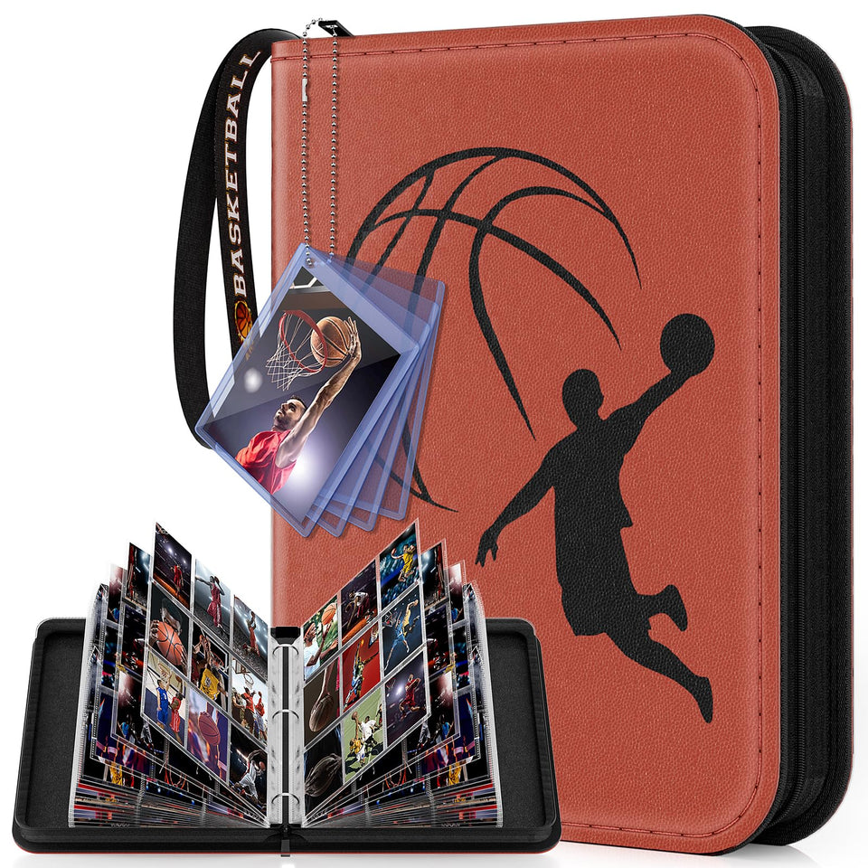 Mlikero basketball card binder front display highlighting 720-pocket capacity for easy collection viewing.