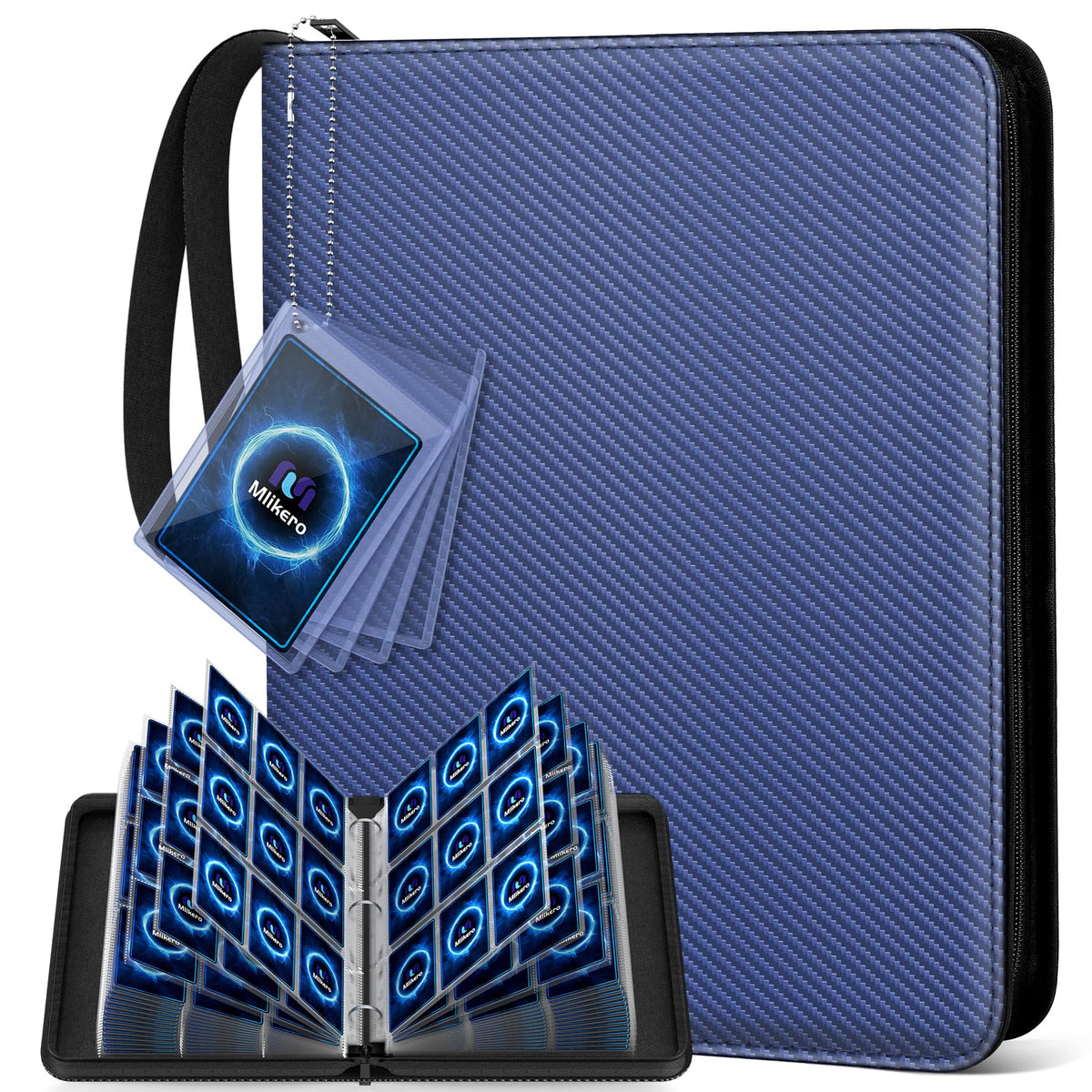 Mlikero binder front cover blue showing durable PU leather for protection and style.