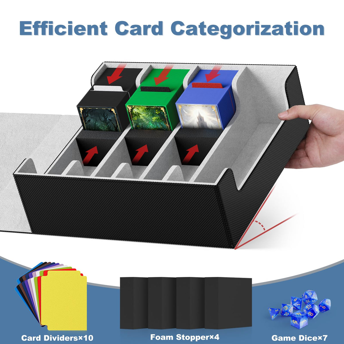 Mlikero Card Deck Box with 10 colorful dividers for sorting