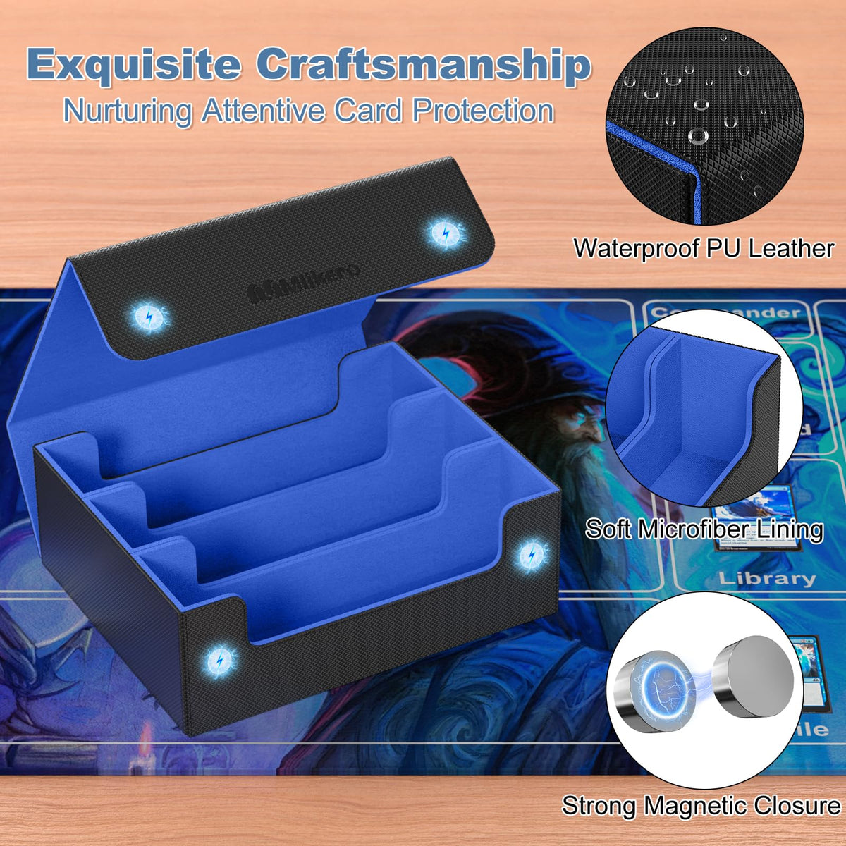 Mlikero large capacity supports 1800+ sleeved cards for expansion.