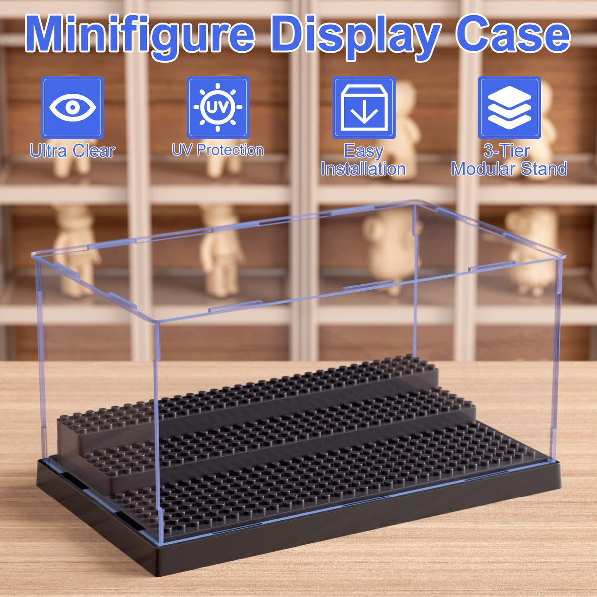 Mlikero clearly visible acrylic dustproof display box highlights action figures with 360-degree viewing