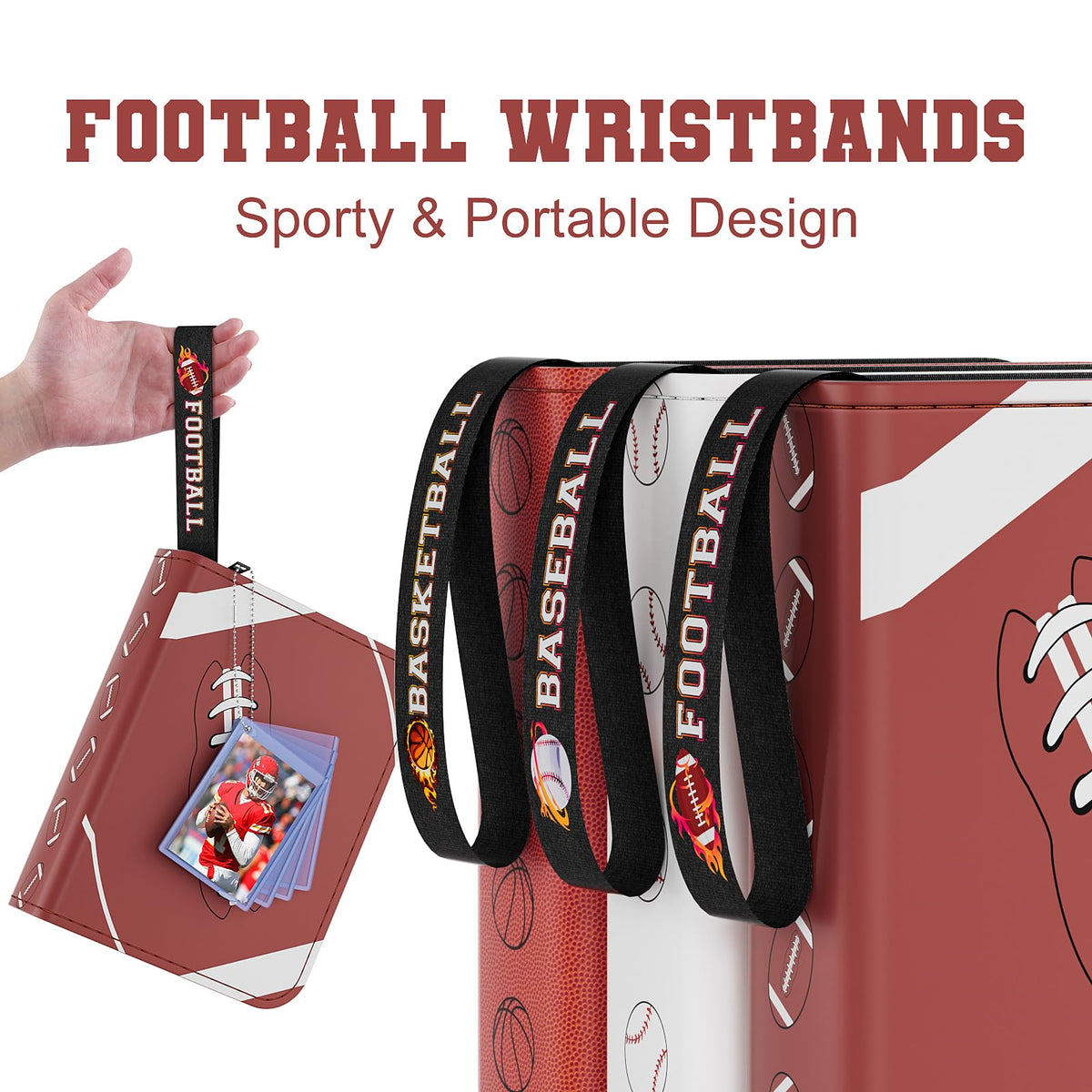 Mlikero football card binder spine showing compact, portable design for travel.