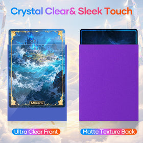 Mlikero sleeves showing matte and glossy sides for smooth shuffling and clear display.