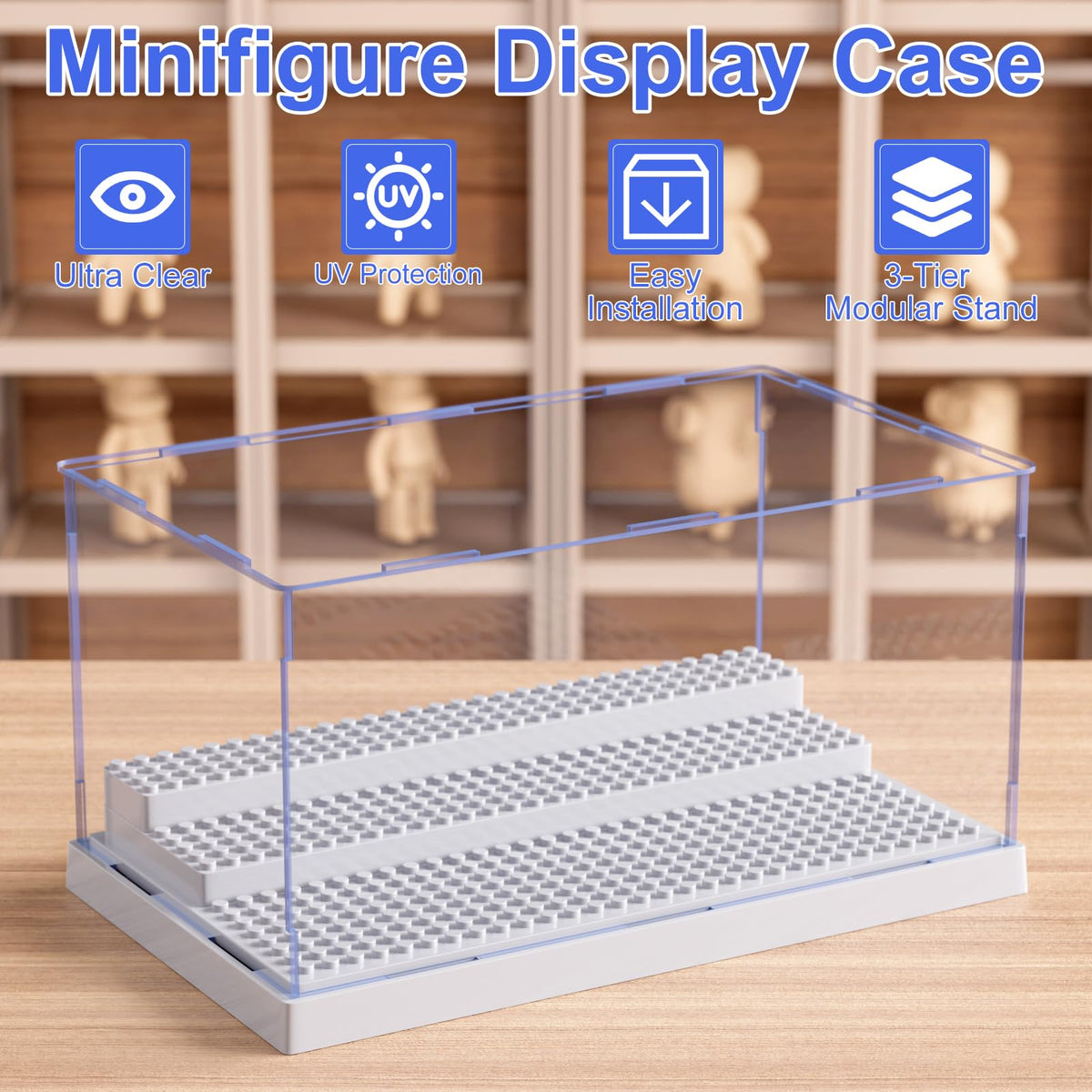 MLikero minifigure display with 3 movable steps holds up to 35 figures