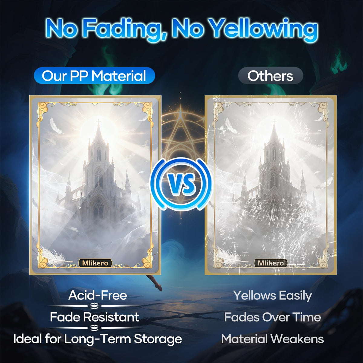 Mlikero non-PVC acid-free polypropylene protects cards from dust and aging.