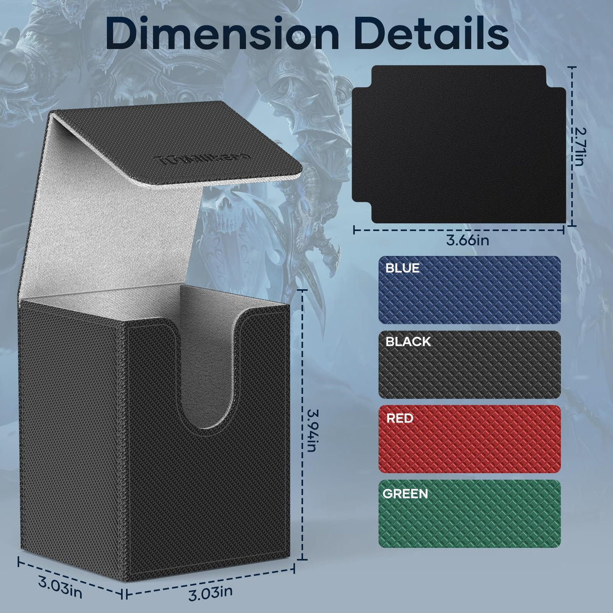 MLikero deck box with waterproof exterior and microfiber lining safeguards cards.