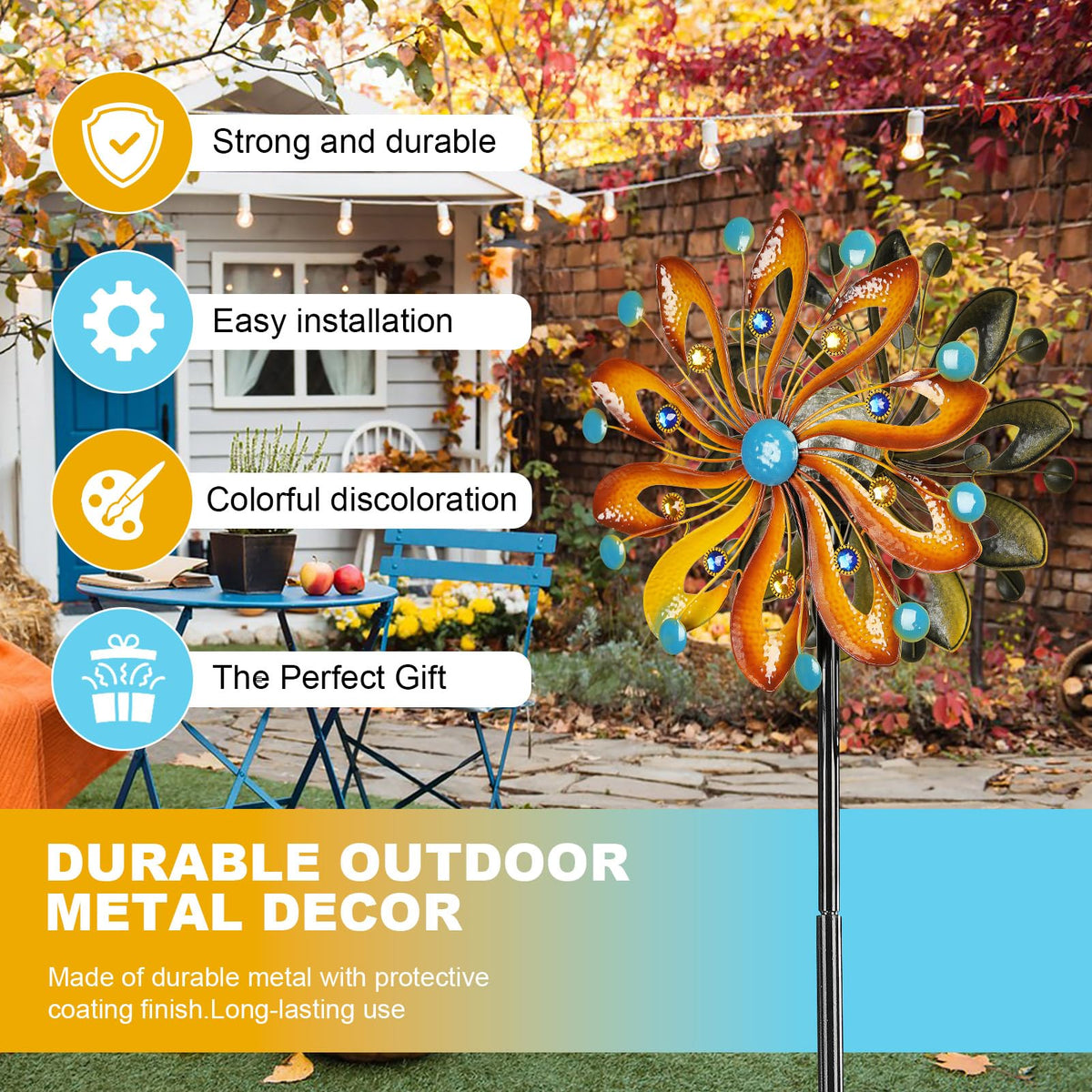 MLKNK wind spinner gift box presentation for garden lovers.