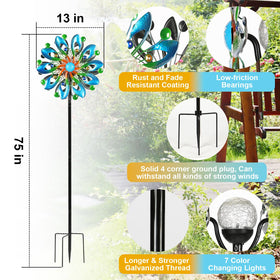 MLKNK Wind Spinners blades close-up reveals vibrant colors and weather resistance