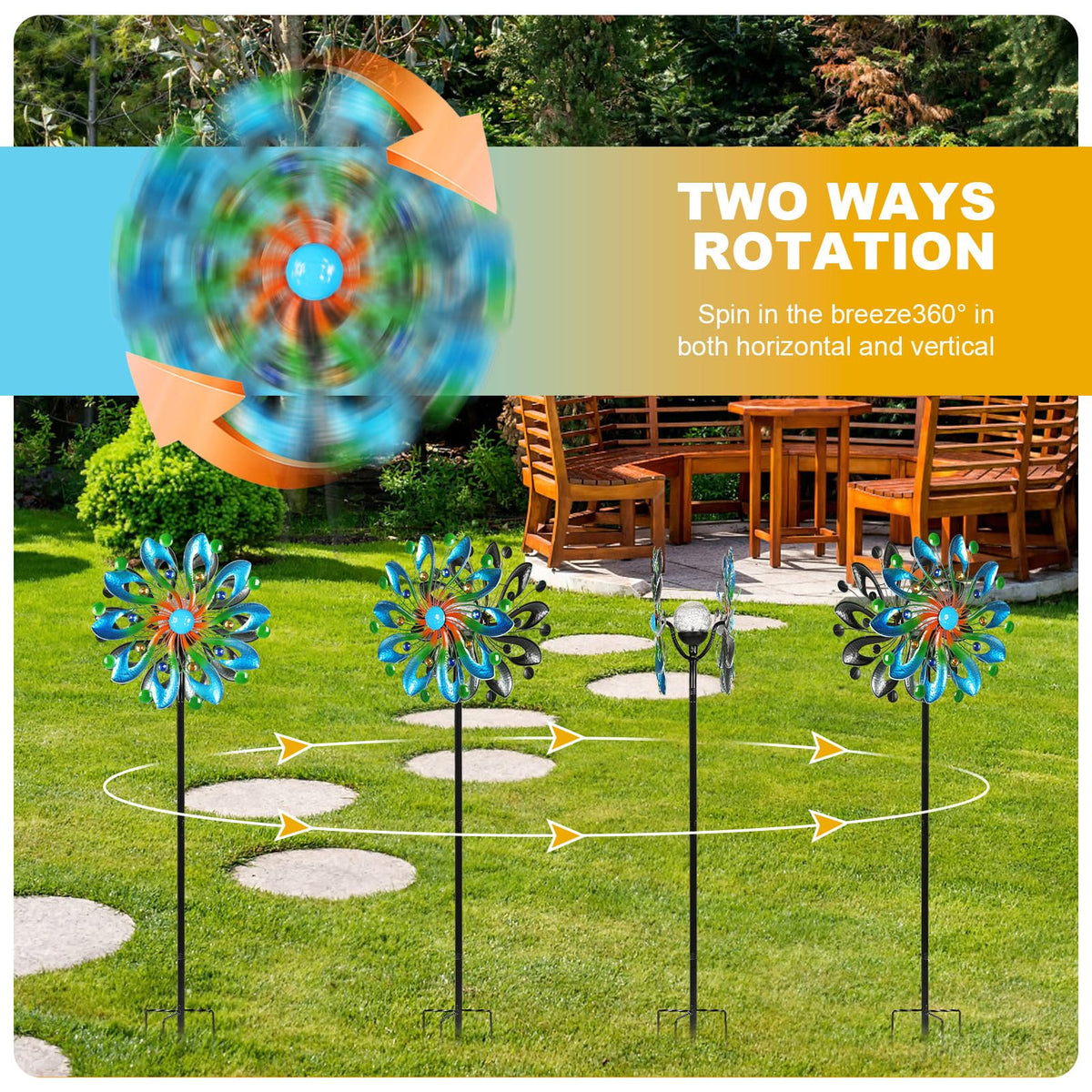 MLKNK Wind Spinners reinforced rod 19mm ensures sturdy garden display