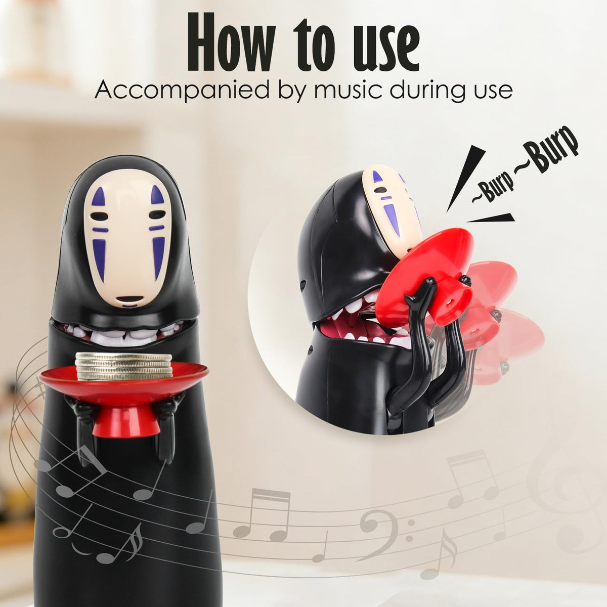MLOHASING No Face Coin Bank minimalist design on a modern shelf