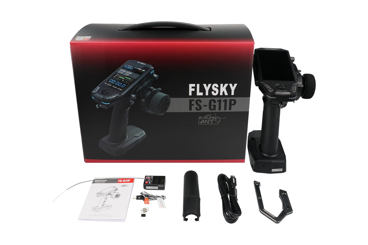 MLRPGO Flysky FS-G11P transmitter front view with a clear IPS display for outdoor usage