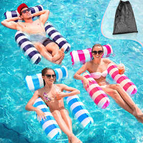 MLRYH pool floats three-pack hammock setup showing versatile relaxation