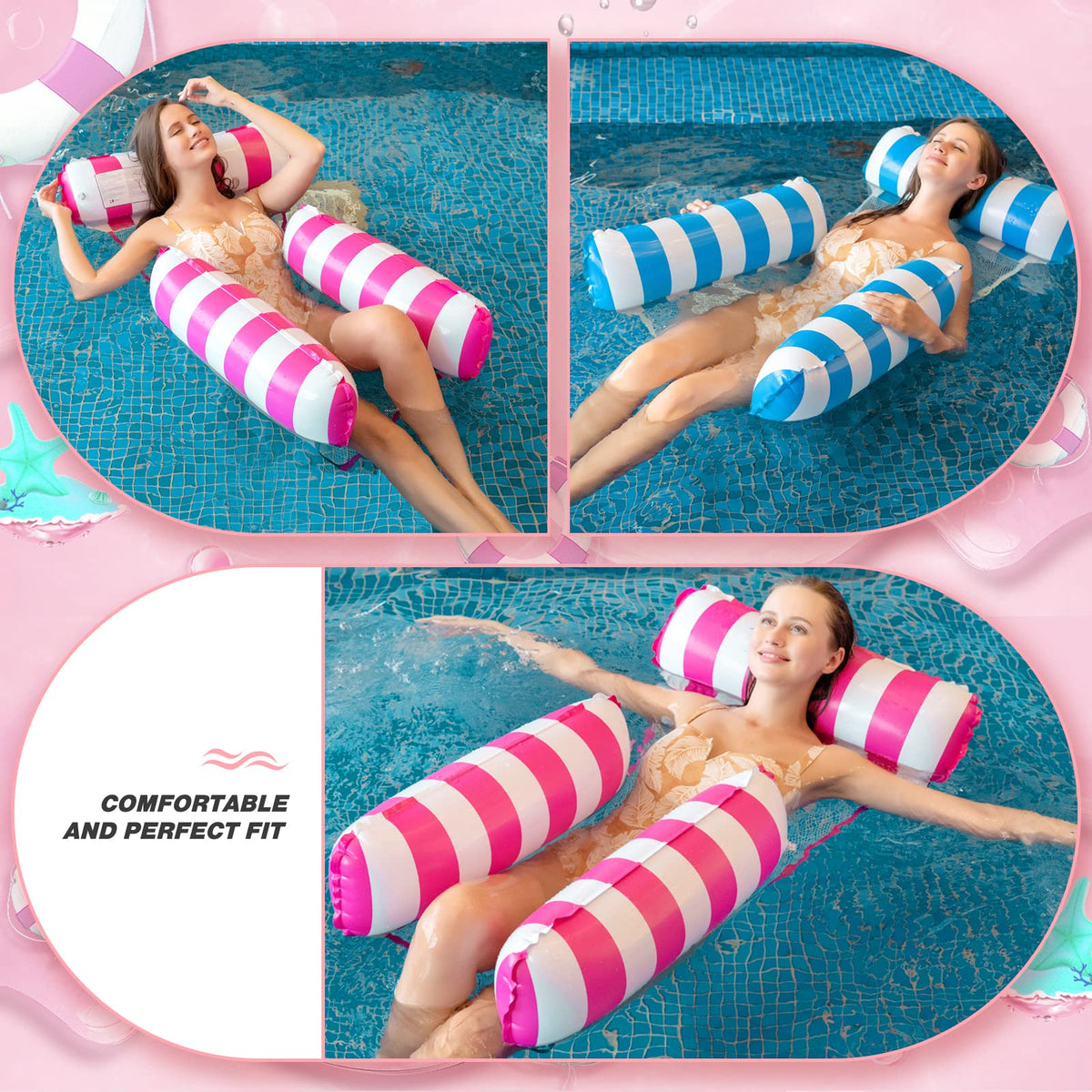 MLRYH pool floats with included air pump for quick inflation