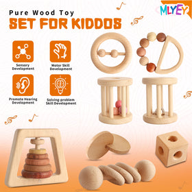 MLYEY wooden baby toy bell roller invites auditory exploration and gentle shaking