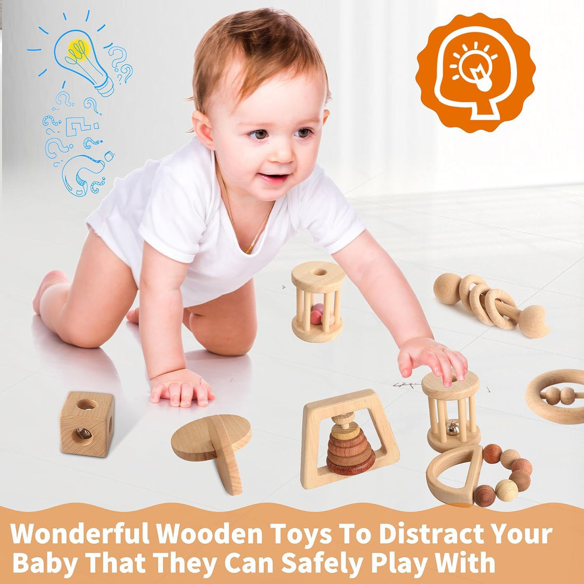 MLYEY wooden baby toy cube and round bell invites exploration and grasping