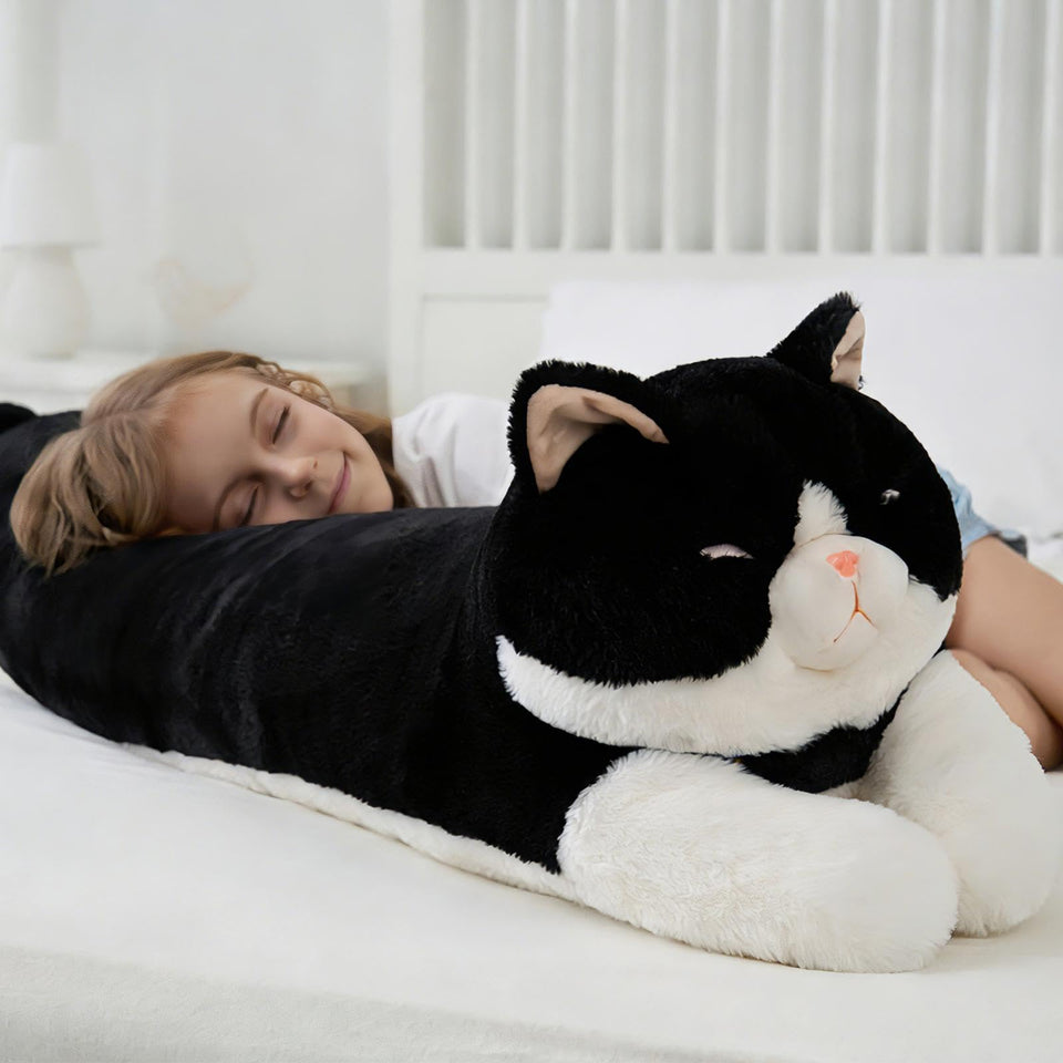 MMguai 48-inch giant cat pillow full body for cozy hugs and decor.