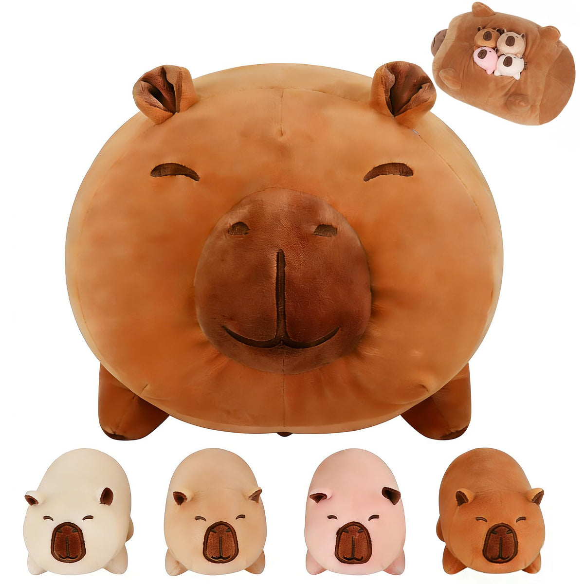 MMguai Capybara Plush big tummy with babies inside for cozy snuggles.