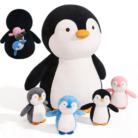 MMguai penguin family: large mother plush with four babies for imaginative play