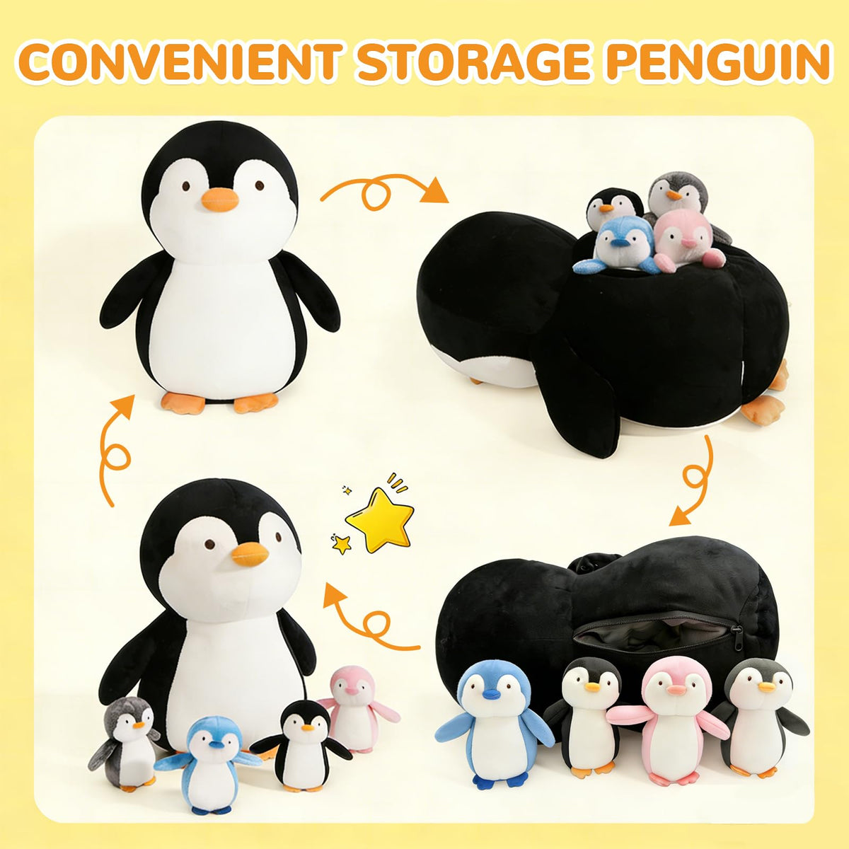 MMguai penguin plush with reinforced seams designed for daily use