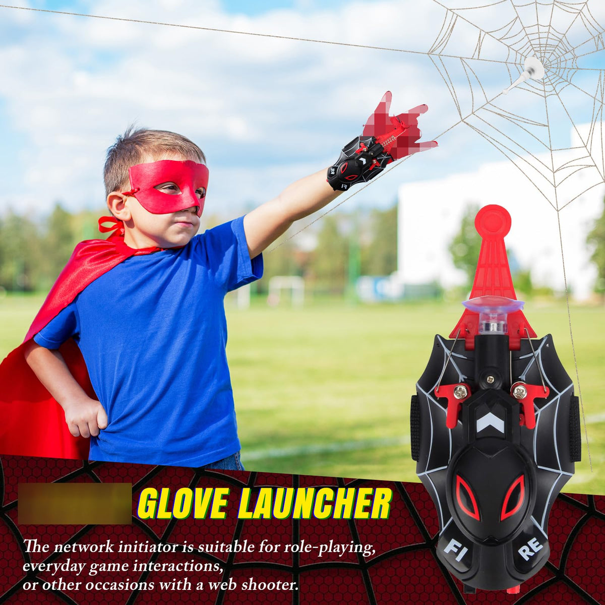 MMXHN Spider Web Shooters with gloves ready for imaginative web-launch play