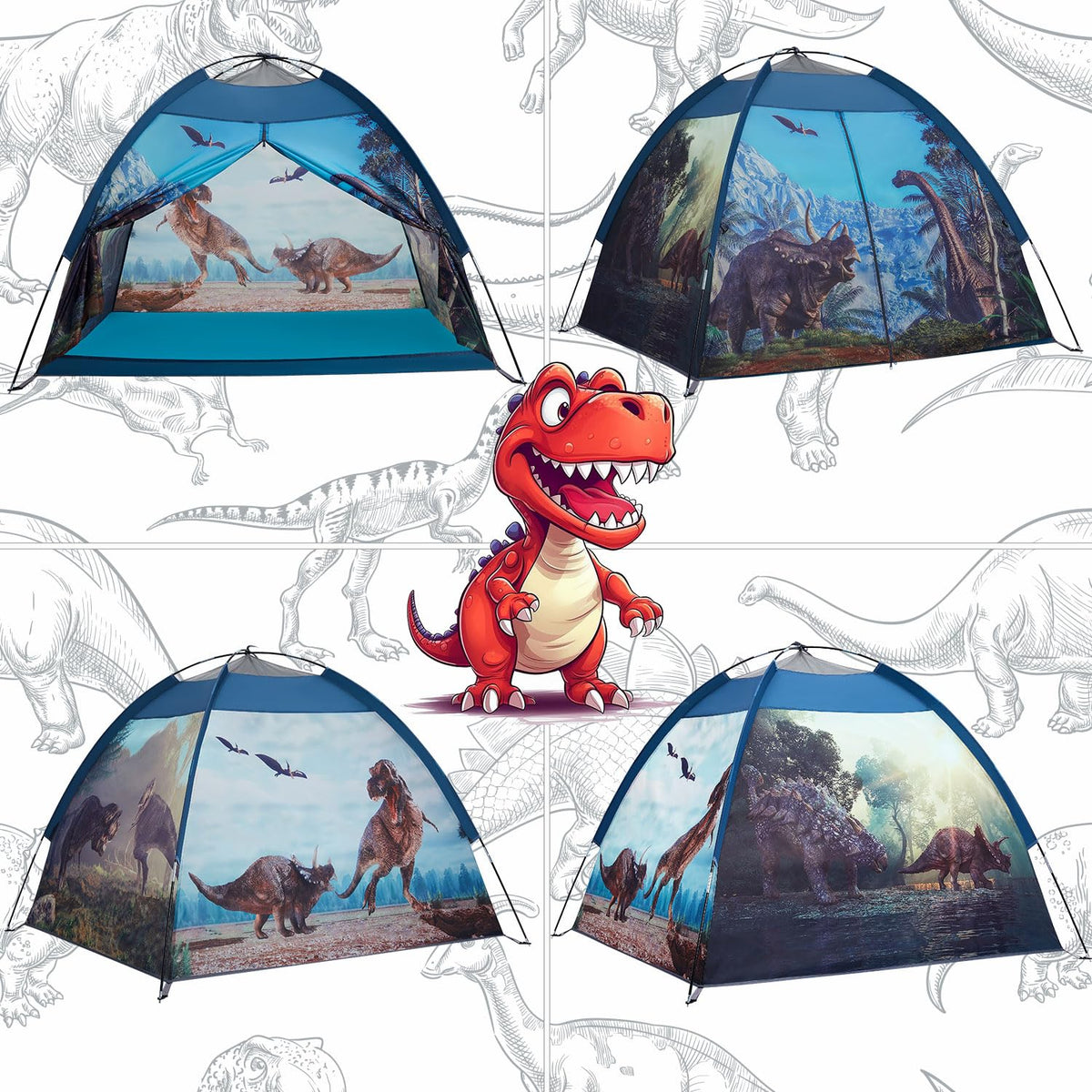 Mnagant dinosaur tent interior play area roomy for multiple kids