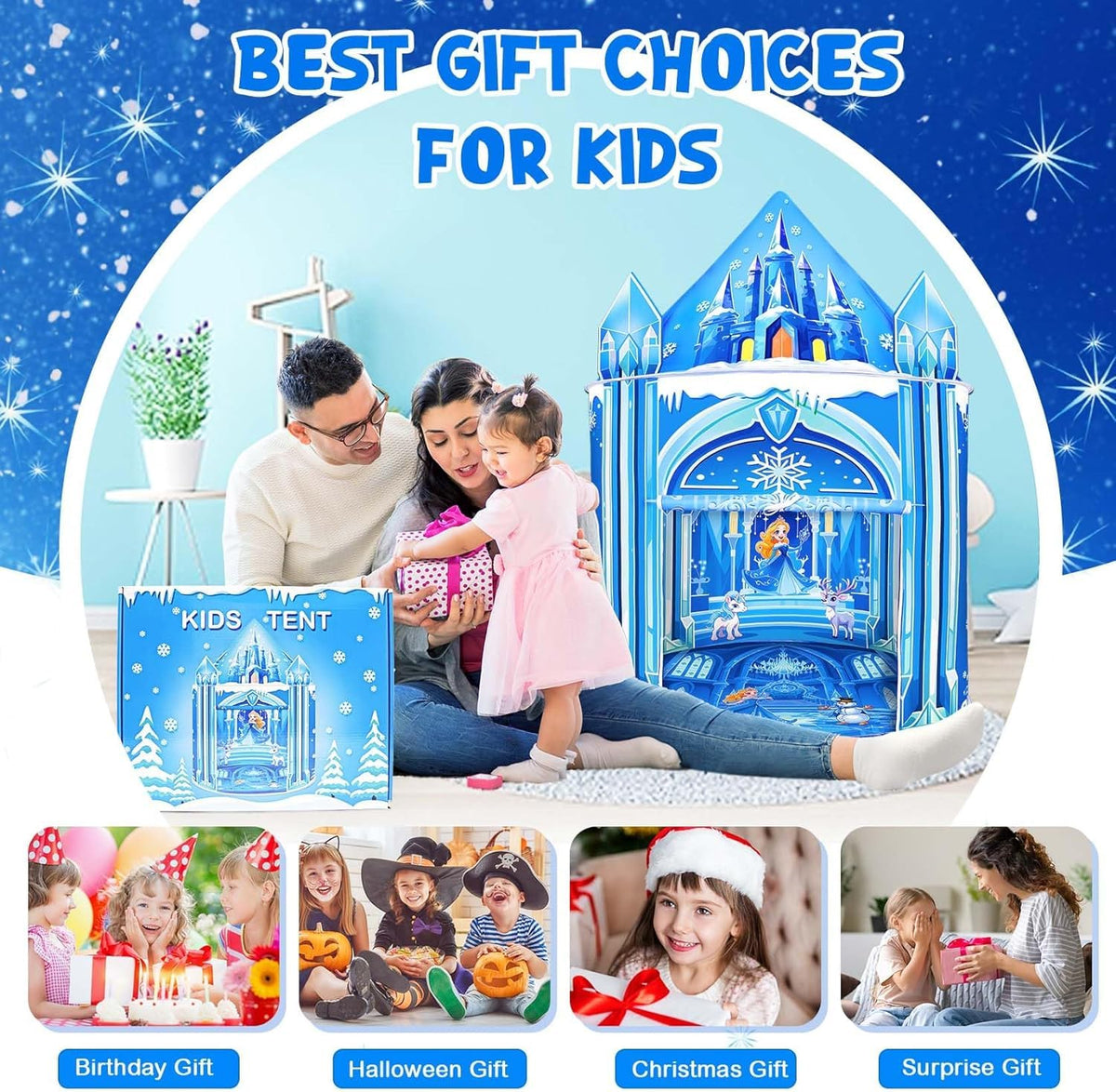 Mnagant Princess Play Tent measures 51 by 40 inches for multi-child play