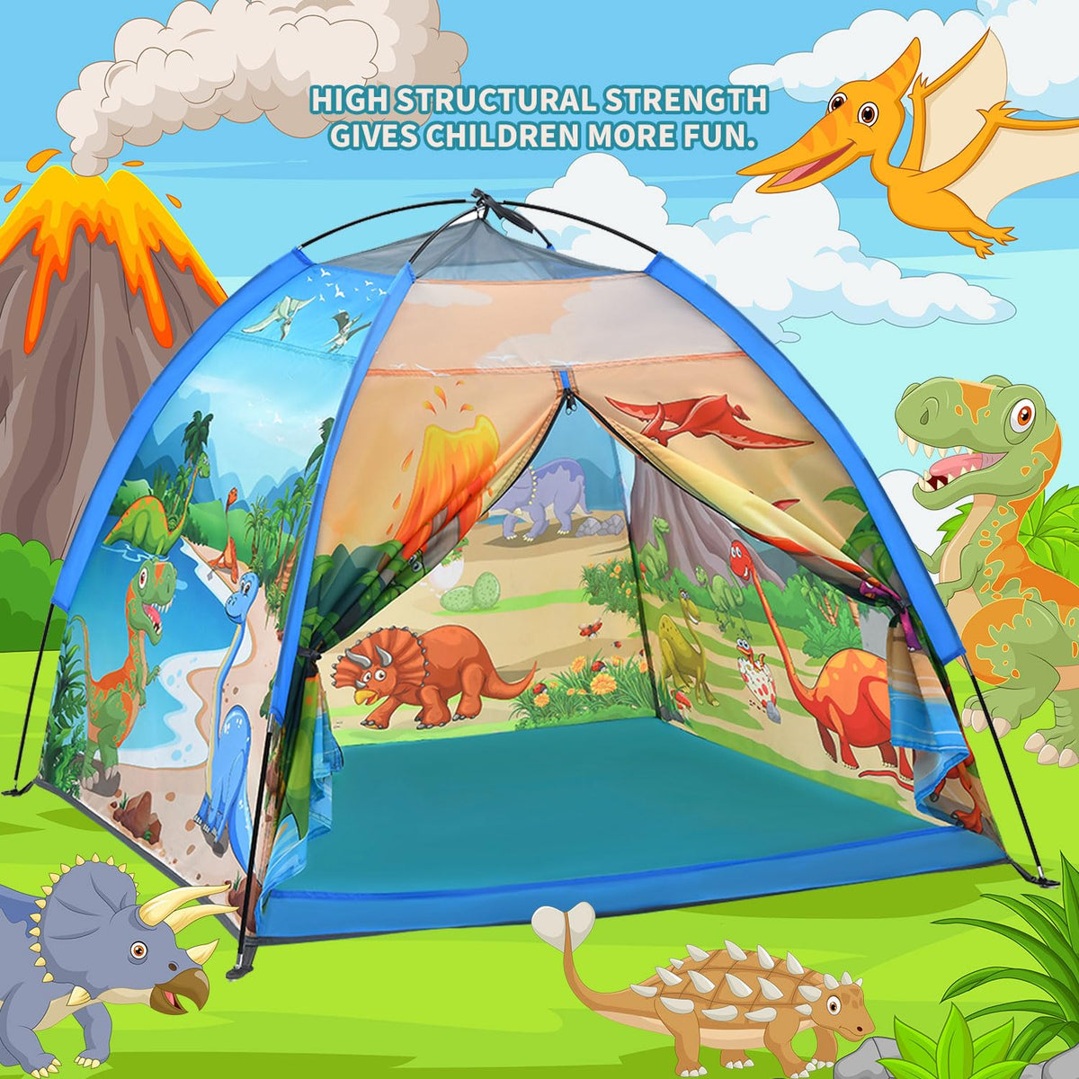 Mnagant roomy 47x47 tent fits multiple kids for group play.