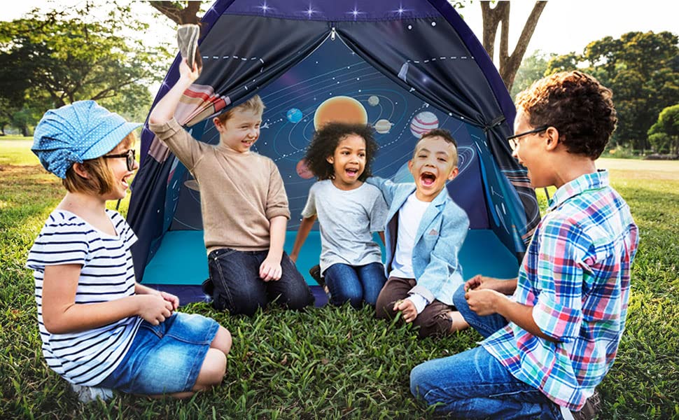 Mnagant Space World Play Tent folded compact mode illustrates portable storage for travel