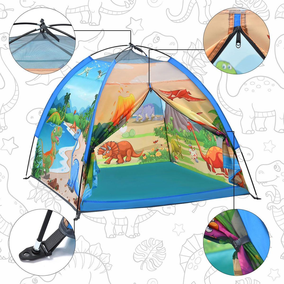 Mnagant water-resistant polyester fabric cleans easily after play.