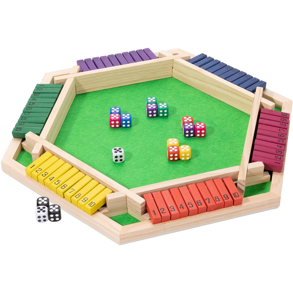MNYUN Shut The Box large game board for six players in durable wood for family game nights.