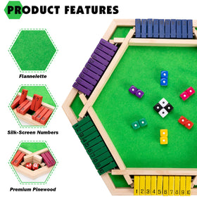 MNYUN Shut The Box close-up highlights premium wooden construction for lasting play.
