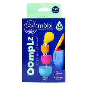 Mobi Oomplz bath cups ready for splash, teaching fine motor through stacking.