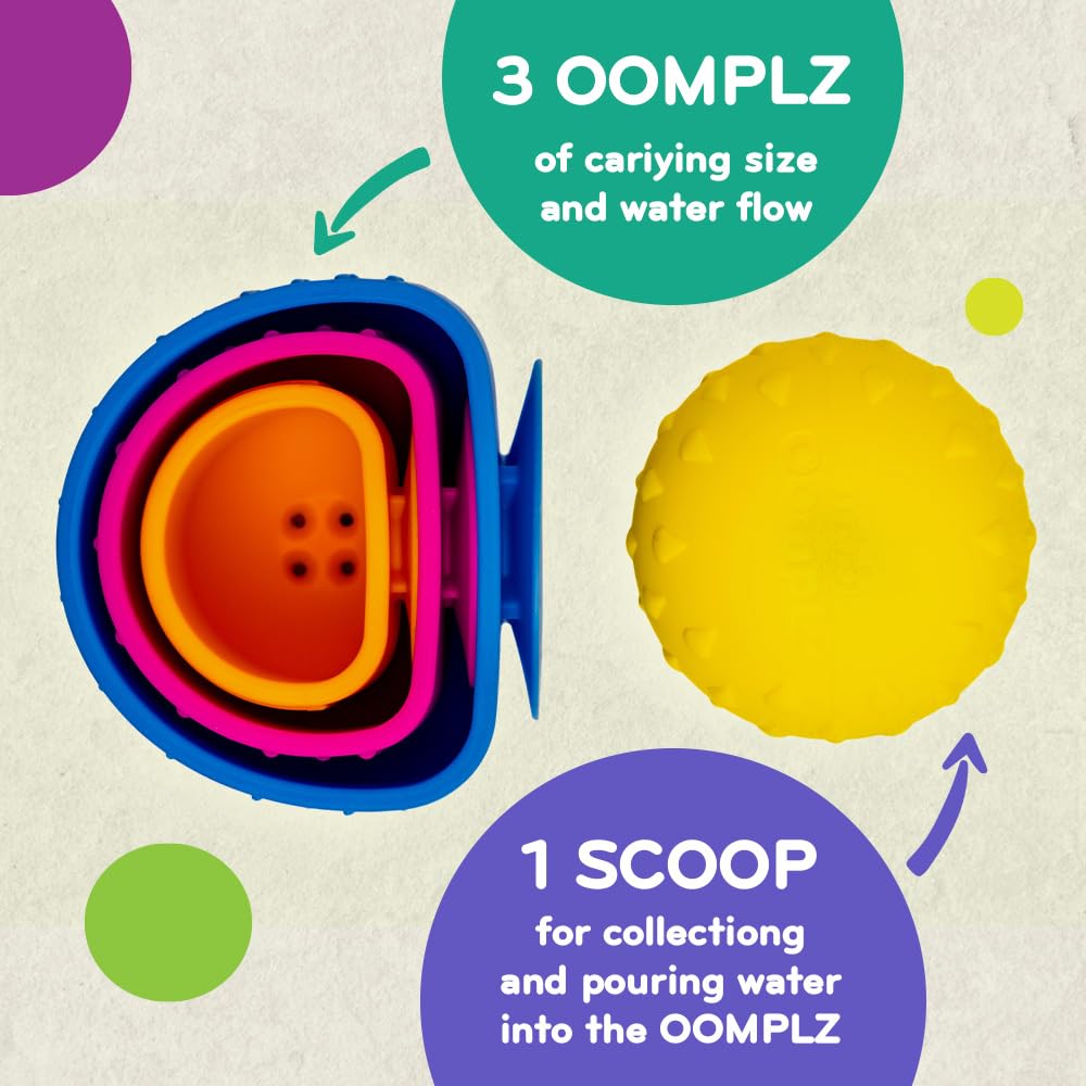 Mobi Oomplz food-grade silicone is BPA-free and safe for splashy baby play.