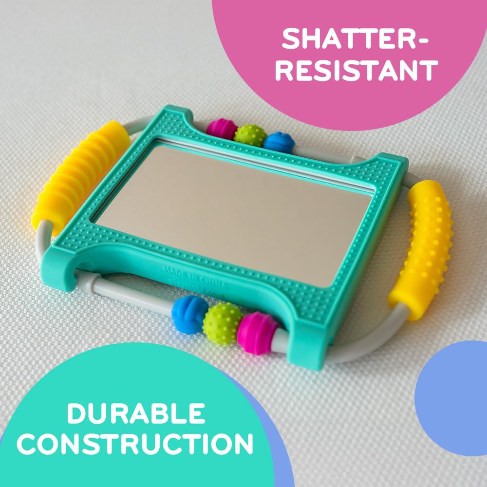 MÖBI Mobi Peeka features textured beads and grasp handles for tactile learning during play.