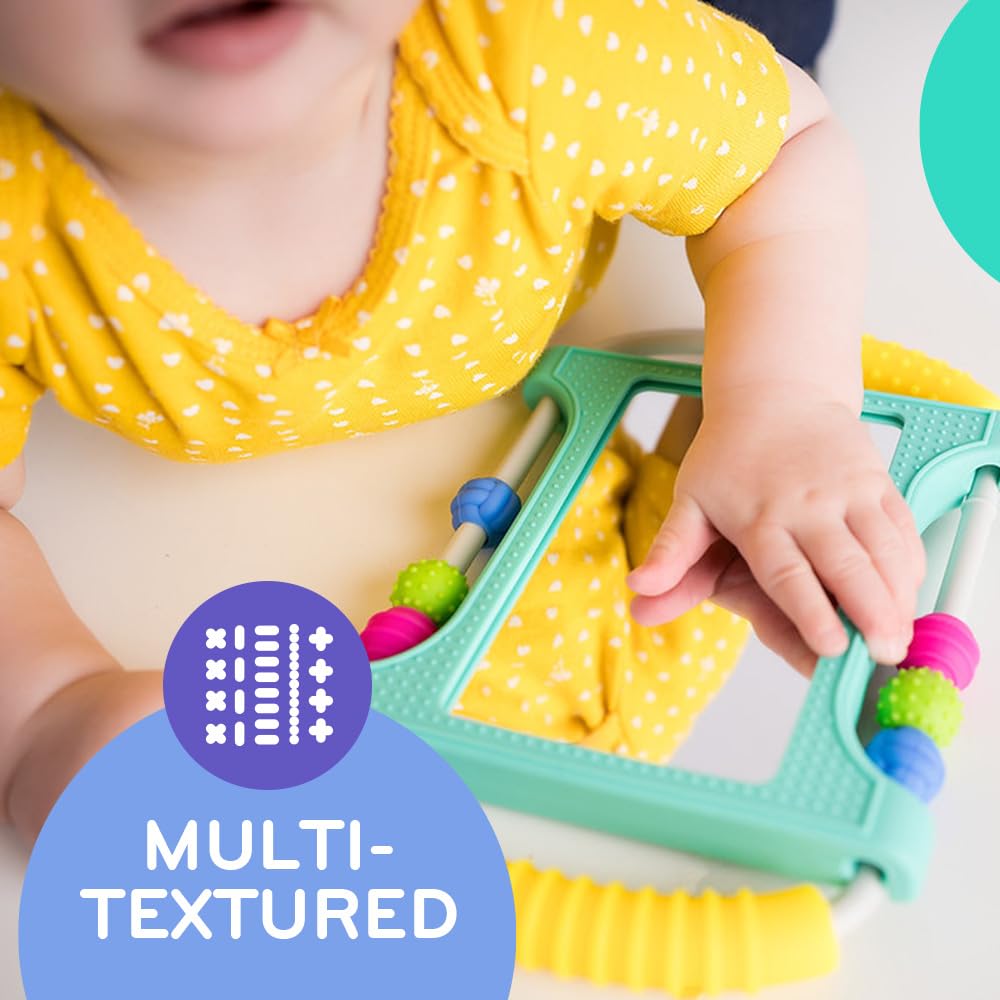 MÖBI Mobi Peeka's doorknob hanger option keeps baby engaged during travel.
