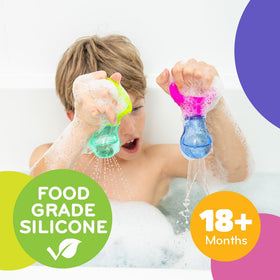 MÖBI Skwooshlz bath bulbs set lets toddlers squeeze to create water streams