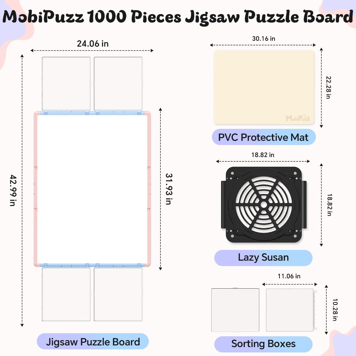 MobiPuzz double-sided tabletop for versatile puzzle solving and easy cleaning