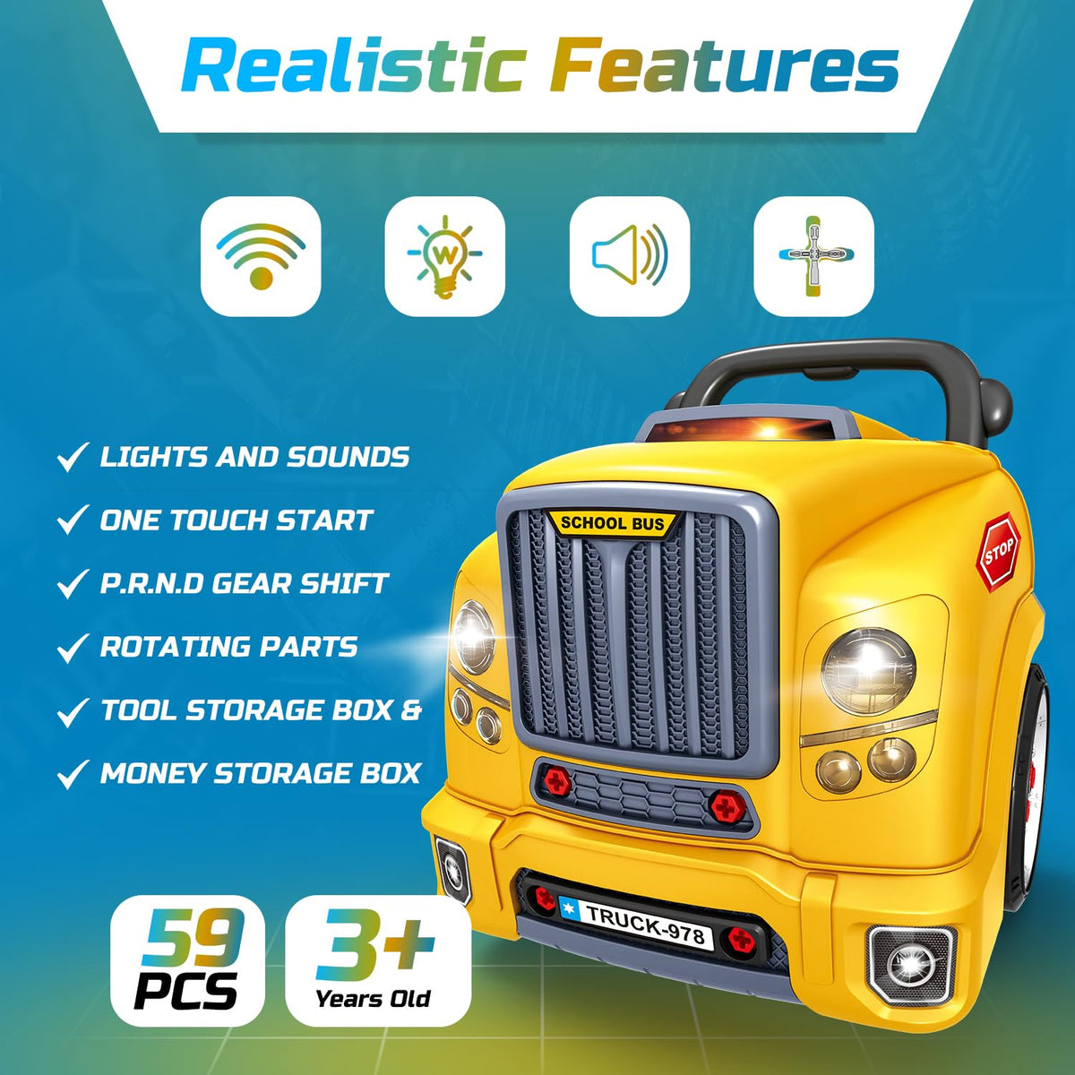 Mobius Toys Motor Engine Playset lights and sounds spark engaging garage role-play.