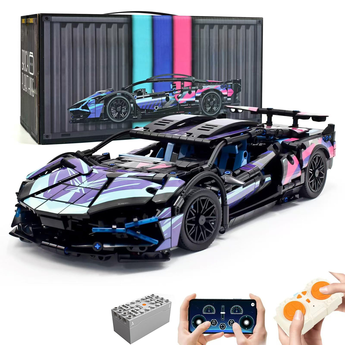 MOCBROPCS RC car kit front view, ready for hands-on build and dynamic play
