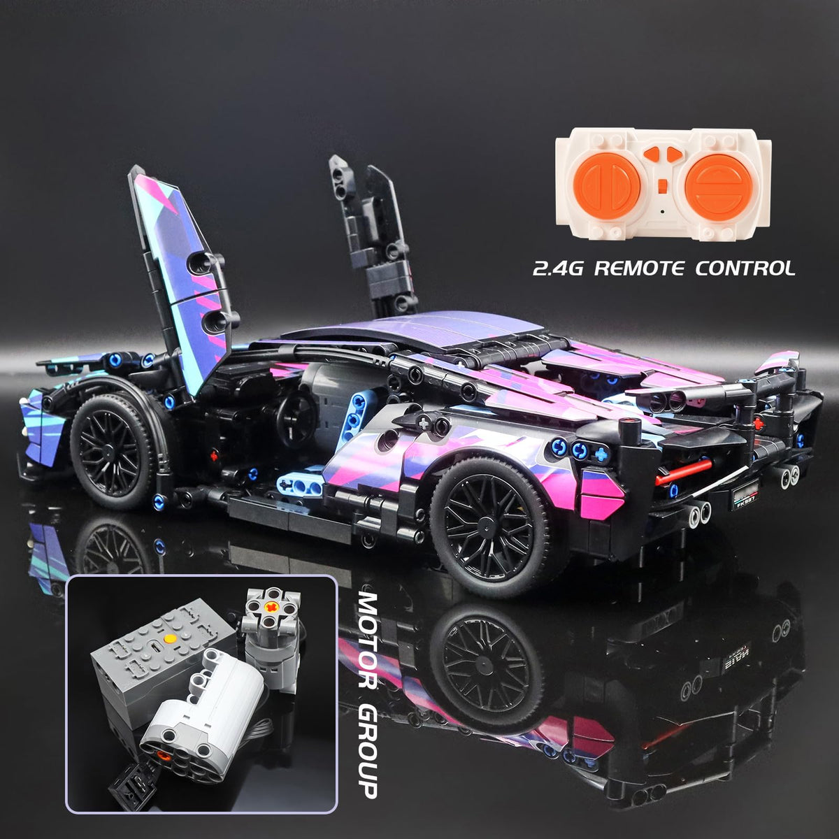 MOCBROPCS remote car kit showing butterfly doors for display-ready realism