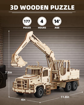MOCBURIKU Excavator wooden model kit ready for assembly