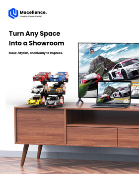 Mocellence 3-layer stand creates a dynamic, elevated display for favorite builds.