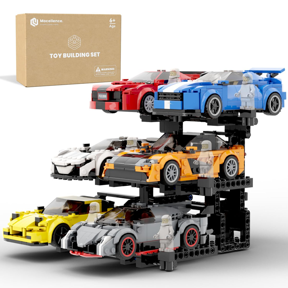 Mocellence display stand for six cars keeps your Lego Speed Champions organized and visible.