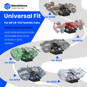 Mocellence stand features interlocking base for stable, wobble-free builds.