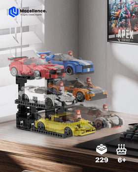 Mocellence stand fits LEGO models including 76917 and 76908 for versatile showcasing.