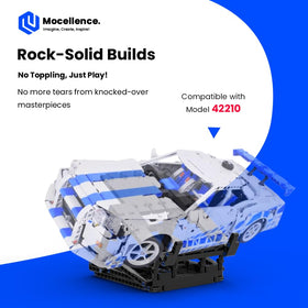 Mocellence display stand highlights models with a clean showroom look.