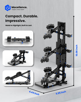Mocellence display stand saves space while showcasing multiple models.