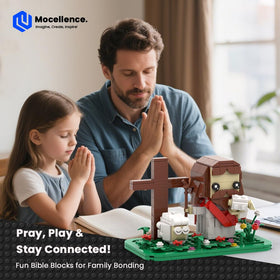 Mocellence Jesus Building Set cross piece highlights faith-inspired display during learning