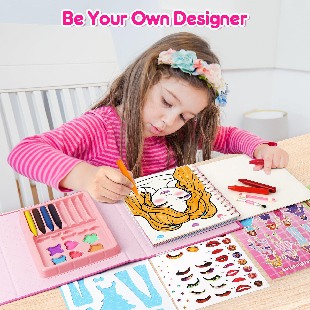Colorful eyeshadows from Mocoosy kit for imaginative makeup play