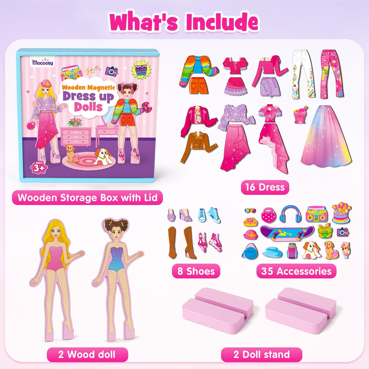 Mocoosy dolls storage box with lid keeps accessories organized during travel